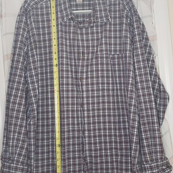 Men's Cherokee button-up shirt Size XXL, burgundy navy and white plaid - Picture 3 of 4